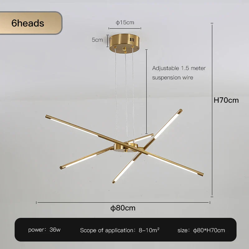 ™ Gold LED Ceiling Chandelier for Living Room Bedroom Kitchen - Dimmable Pendant Light