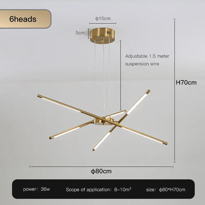 ™ Gold LED Ceiling Chandelier for Living Room Bedroom Kitchen - Dimmable Pendant Light