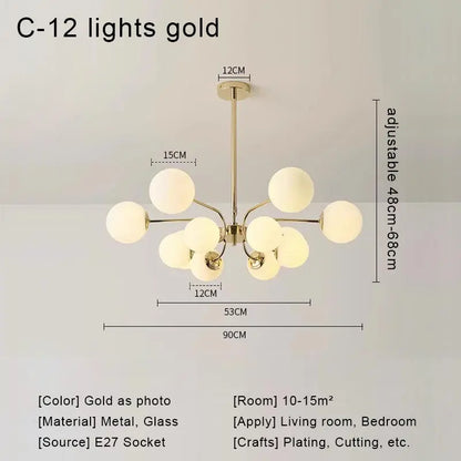 DecorBites™ Glass Ball LED Ceiling Chandelier for Modern Living Room and Bedroom