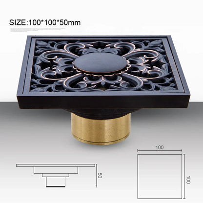 DecorBites™ Black Anti-odor Floor Drain 10x10cm Square Bathroom Shower Hardware