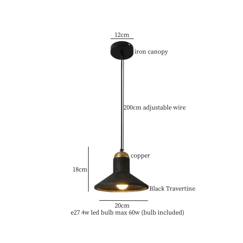 DecorBites™ Black Travertine LED Pendant Lamp for Modern Interior Lighting