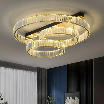 ™ Gold Crystal Copper Ceiling Lamps LED Modern Home Room Decor Lighting