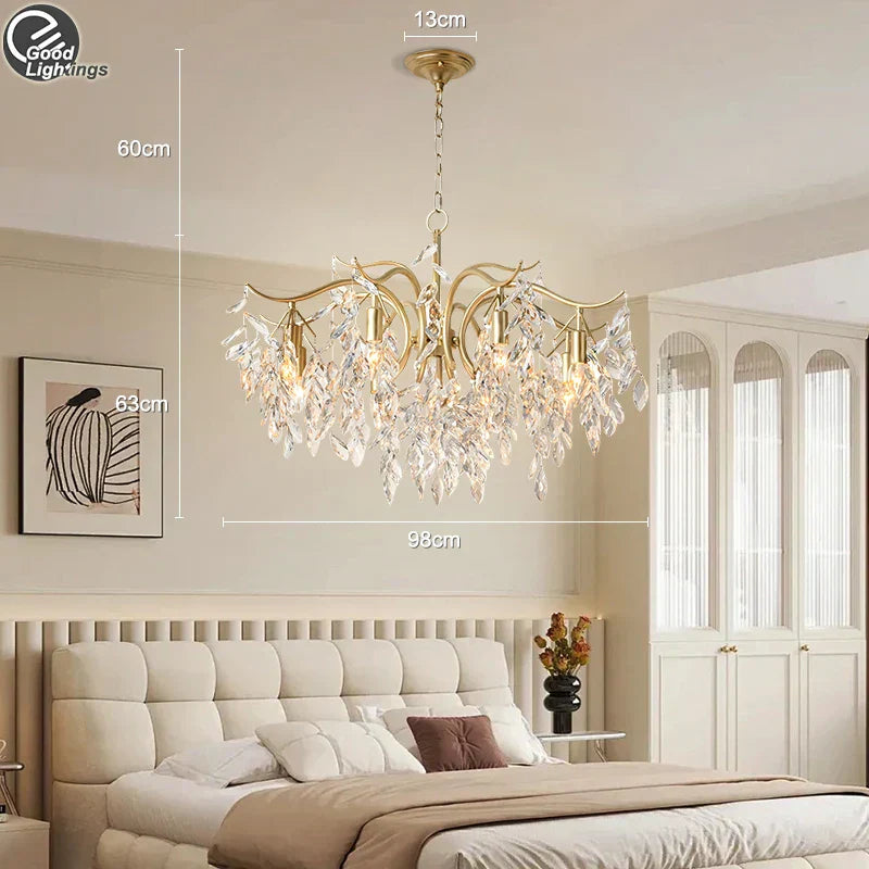 ™ Gold Crystal Ceiling Chandelier for Bedroom Dining Living Room
