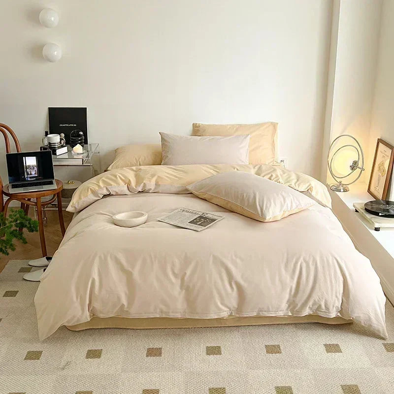 DecorBites™ Cotton Queen Bedding Set: Duvet Cover, Sheets, Quilt Cover, Pillow Covers -Soft & Comfortable