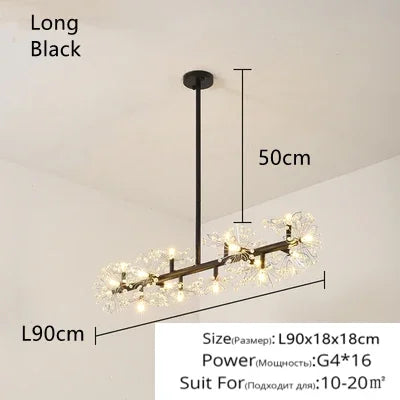 DecorBites™ Crystal Bionic Petals Chandelier for Living Dining Bedroom Hall Hotel Decor