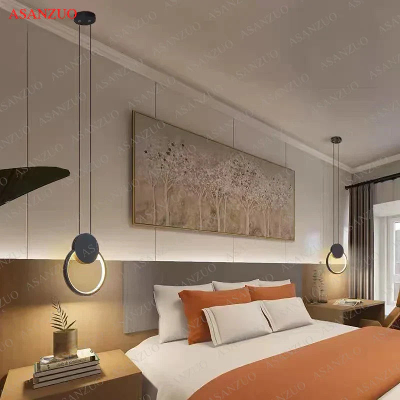 DecorBites™ Black Ring Pendant Lamp Dimmable LED Ceiling Hanging Light
