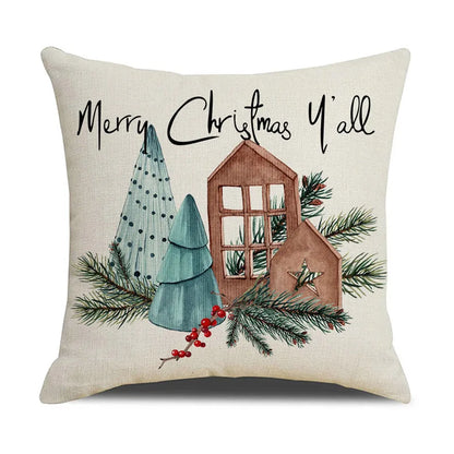 DecorBites™ Cartoon Birds Christmas Pillowcase 45X45cm - Linen Sofa Cushion Cover