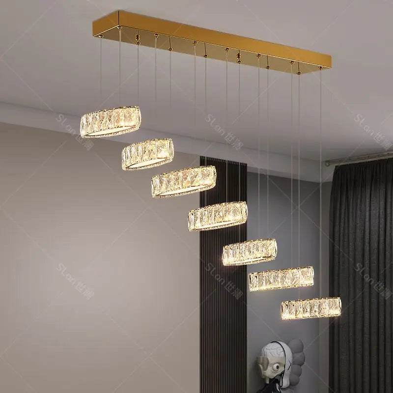 DecorBites™ Crystal Chandelier Stair Pendant Light Living Room Interior Lighting