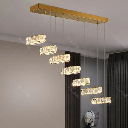 DecorBites™ Crystal Chandelier Stair Pendant Light Living Room Interior Lighting
