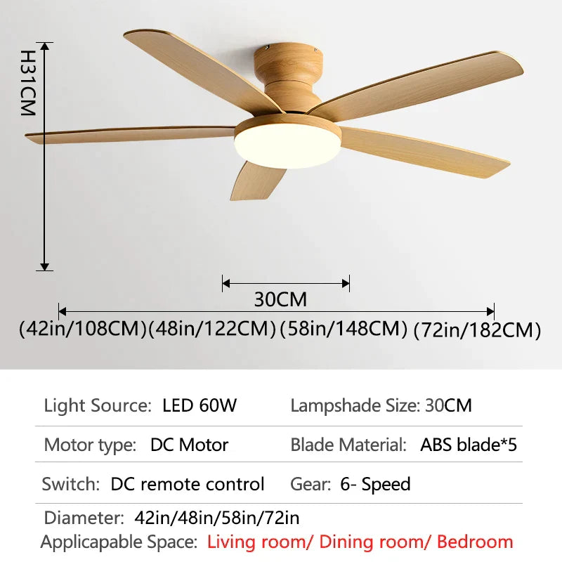 DecorBites™ 72" Low Floor Fan Light Chandelier 2023 Living Room Ceiling Fan Strong Winds