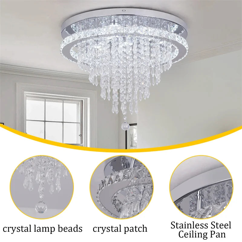 DecorBites™ Crystal Ceiling Lamp Smart LED Chandelier Remote Control Hanging Decor