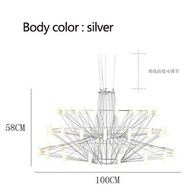 DecorBites™ Luxe Iron Wire Round LED Chandelier for Living & Dining Room