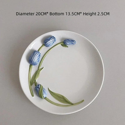 DecorBites™ 3D Embossed Tulip Ceramic Coffee Mug - Handcrafted Irregular Flower Cup