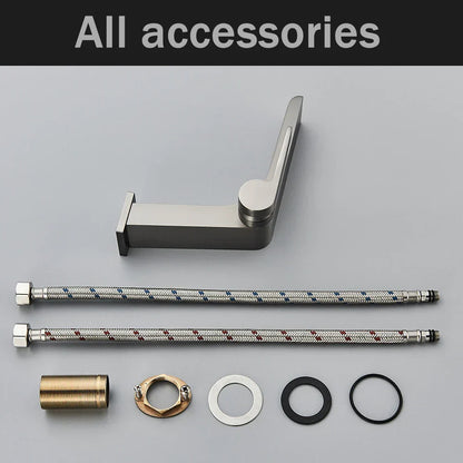 DecorBites™ Gun Grey Basin Faucet: Modern Deck Mounted Sink Mixer Tap for Luxury Bathrooms