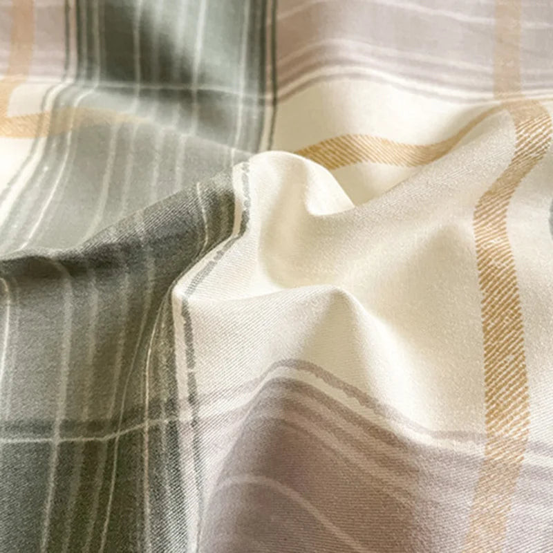 DecorBites™ Grid Print Cotton Bedding Set for Single Double Beds