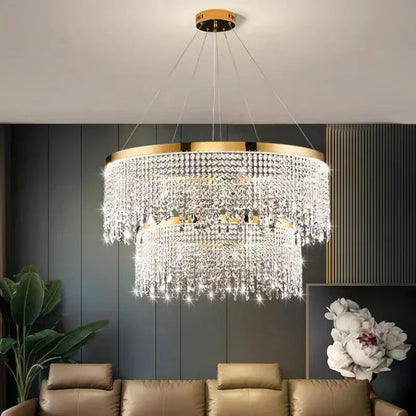 DecorBites™ Crystal Chandelier Luxury Pendant Light for Living Dining Room LED Fixture