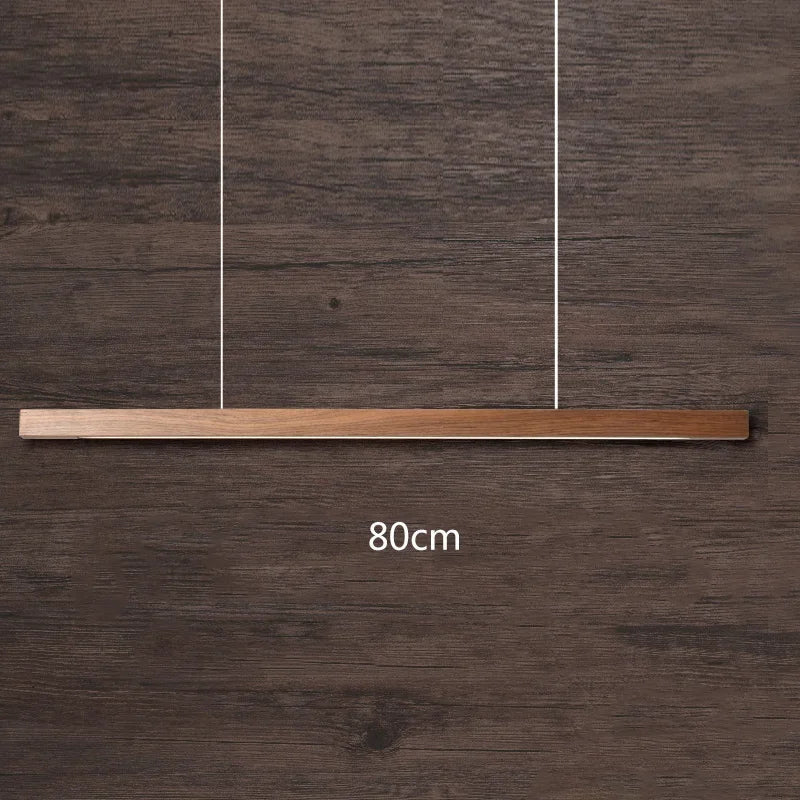 DecorBites™ Black Walnut Dining Pendant Light: Simple Log Strip Design for Dining Room, Office