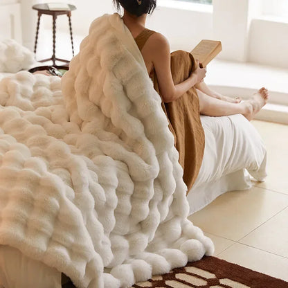 DecorBites™ Luxe Faux Fur Winter Blanket: Premium Warmth & Comfort for Bed or Sofa