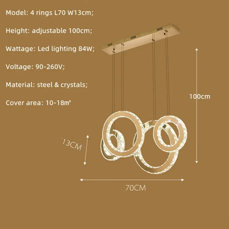 DecorBites™ Crystal Circle LED Pendant Chandelier for Dining Room