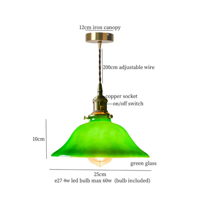 DecorBites™ Green Lotus LED Pendant Light Glass Hanging Lamp