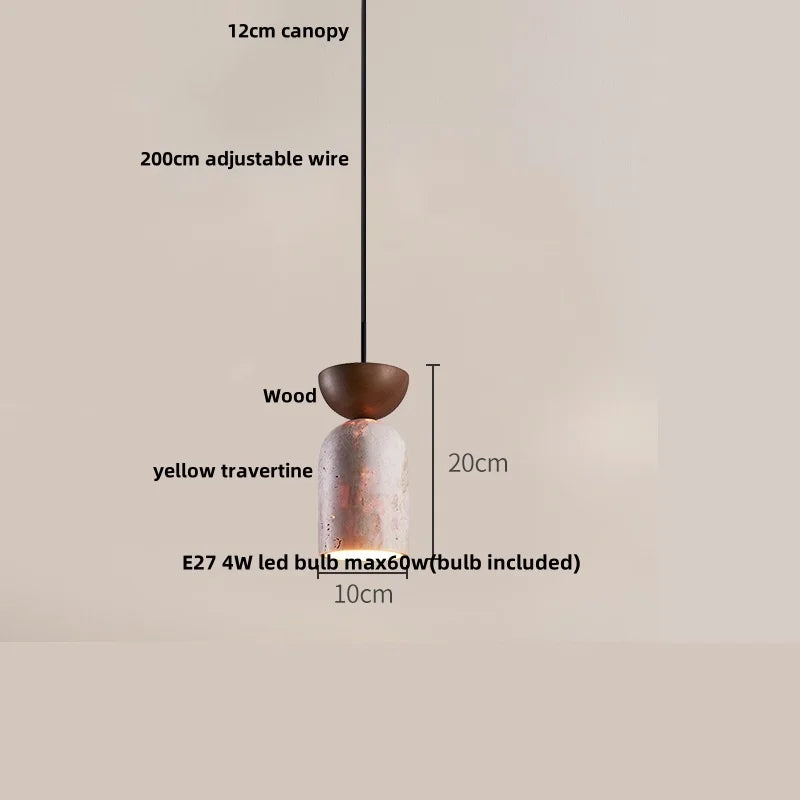 DecorBites™ Black Iron LED Pendant Lights Stone Wabi Sabi Hanging Lamp Hallway Decor