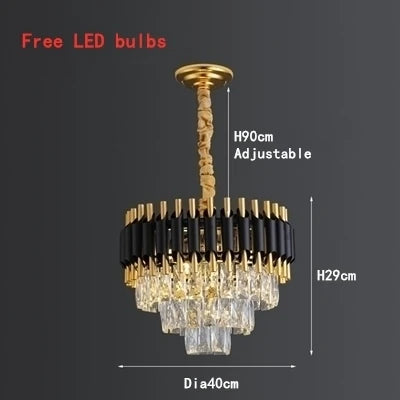 DecorBites™ Crystal LED Pendant Chandelier, Luxury Black Lighting for Bedroom, Living, Dining Room