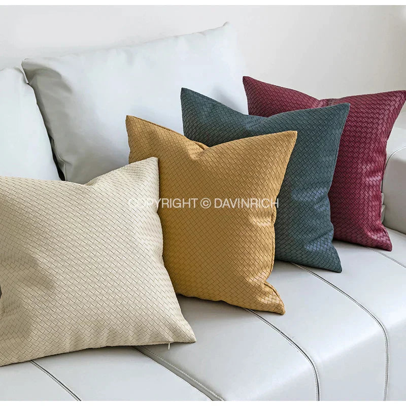DecorBites™ Geometric Faux Leather Throw Pillow Cover - Modern Luxury Pillowcase