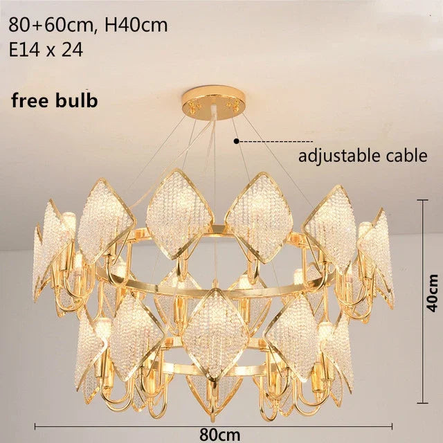 DecorBites™ Crystal Chandelier Pendant Light: Elegant Modern Luxury for Living Room Decor