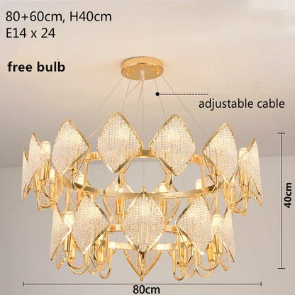 DecorBites™ Crystal Chandelier Pendant Light: Elegant Modern Luxury for Living Room Decor