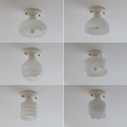 DecorBites™ Ceramic LED Ceiling Light Creamy White Nordic Indoor Lighting Fixture