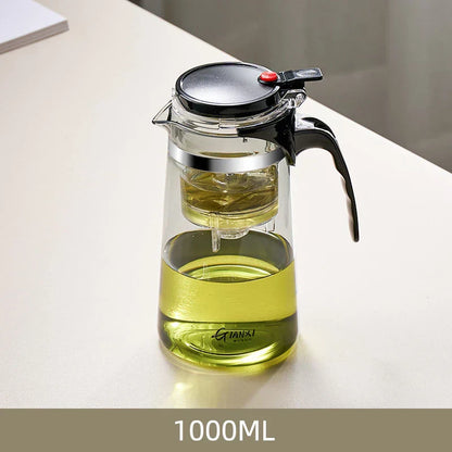 DecorBites™ Glass Tea Pot with Infuser & Chinese Tea Set Deep Utensil