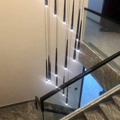 DecorBites™ Black LED Ceiling Chandelier: Stylish Staircase Lighting for Home Decor & Living Room
