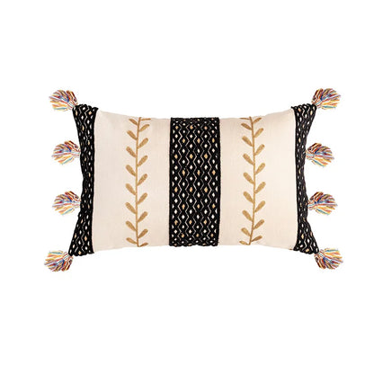 DecorBites™ Bohemian Cotton Embroidery Cushion Cover with Tassel for Home Decoration