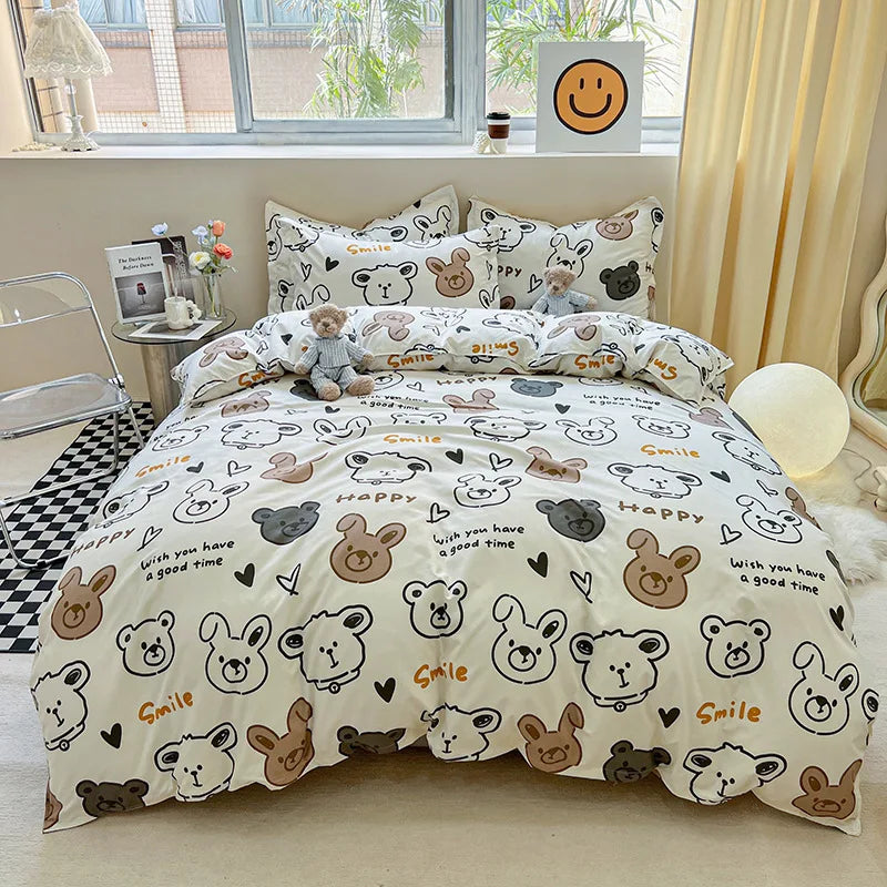 DecorBites™ Cartoon Animal Print Bedding Set with Duvet Cover, Sheet & Pillowcases