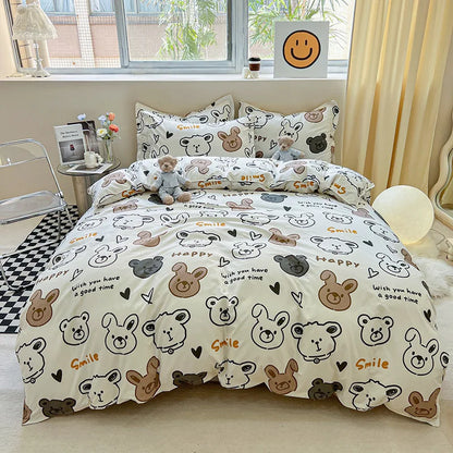 DecorBites™ Cartoon Animal Print Bedding Set with Duvet Cover, Sheet & Pillowcases