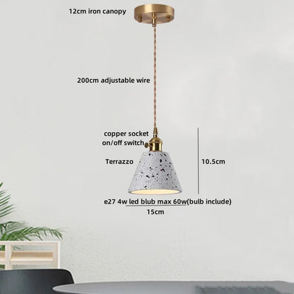 DecorBites™ Black Terrazzo Stone LED Pendant Lamp Modern Nordic Hanging Lights