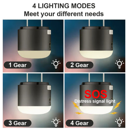 DecorBites™ 4-in-1 Rechargeable LED Camping Lantern with Fan & Spray