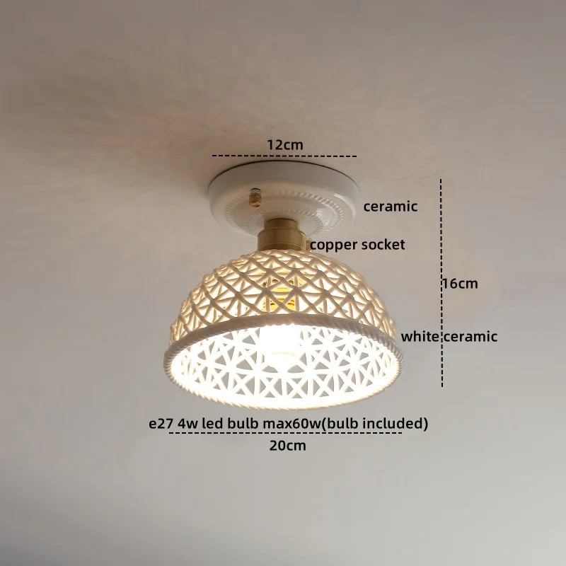 DecorBites™ Ceramic LED Ceiling Lights: Modern Hollow Design for Living Room, Aisle, Balcony