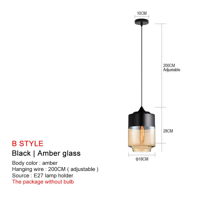DecorBites™ Black Glass Pendant Lights: Modern Nordic Chandelier for Dining Room, Kitchen, Bedroom, and Restaurant