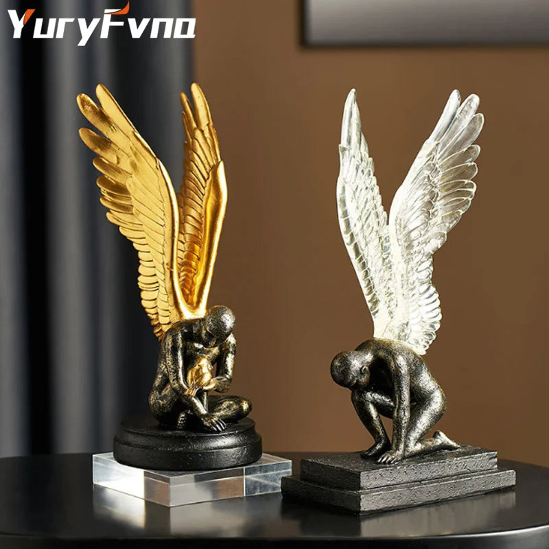 DecorBites™ Abstract Golden Character Resin Statue Modern Home Decor Ornament Scandinavian Style
