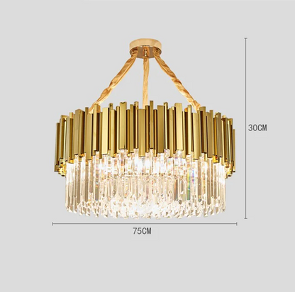 DecorBites™ Crystal LED Pendant Lights: Luxury Gold Plating Metal Hanging Lamp for Living, Dining, Bedroom