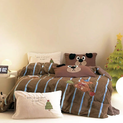 DecorBites™ Cozy Autumn Winter King Size Duvet Set with Velvet Blanket Cover