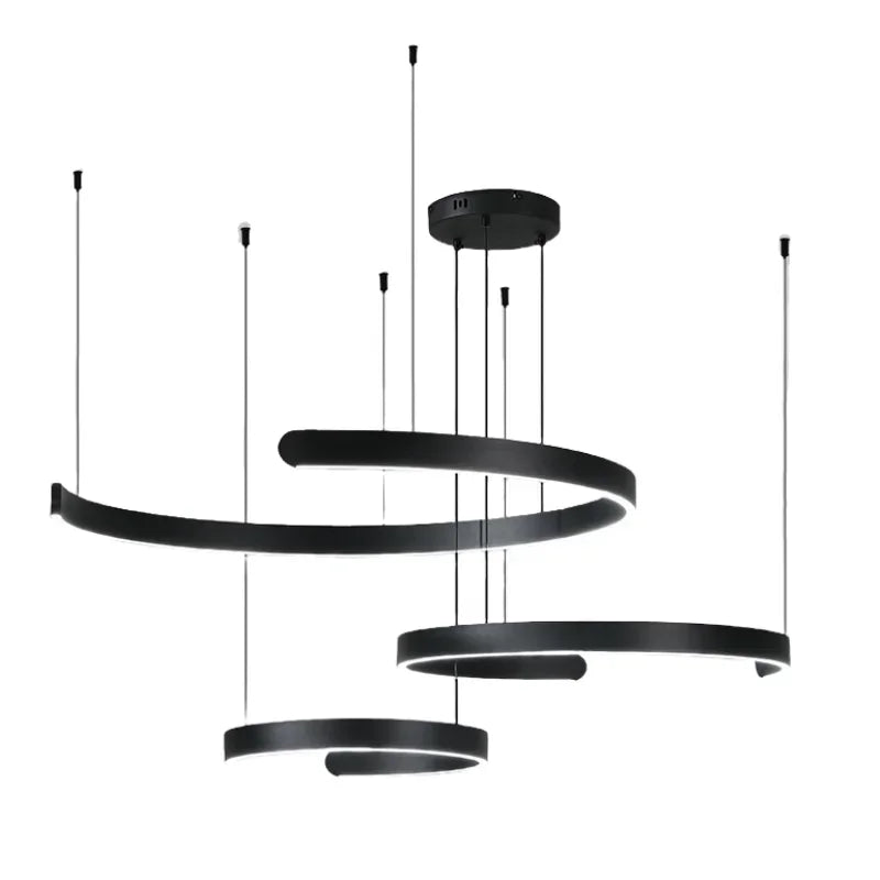 DecorBites™ Black LED Chandelier Pendant Light for Foyer Stairs Bar, Minimalist Indoor Hanging Lamp