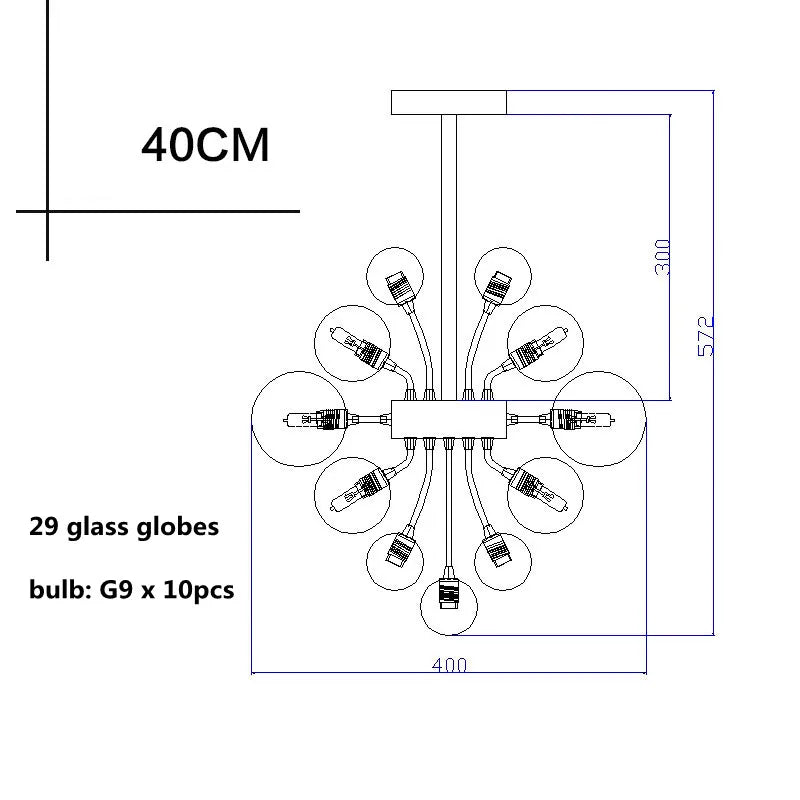 DecorBites™ Glass Ball Ceiling Chandelier for Living Room Dining Bedroom - Nordic Air Bubble Pendant Light