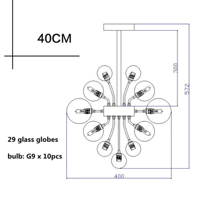 DecorBites™ Glass Ball Ceiling Chandelier for Living Room Dining Bedroom - Nordic Air Bubble Pendant Light