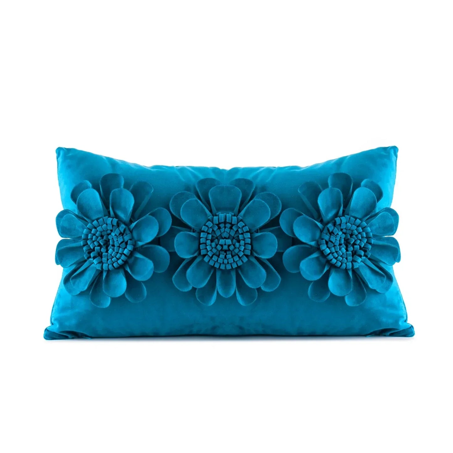DecorBites™ 3D Velvet Flower Pillow Covers in Yellow Beige 45x45cm