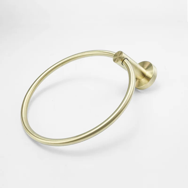 DecorBites™ Brushed Gold Bath Hardware Set: Paper Holder, Towel Bar, Robe Hook - Wall Mount Bathroom Accessories