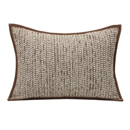 DecorBites™ Geometric Brown Leather Splicing Throw Pillow Cover 45x45cm Luxe Square Cushion Case
