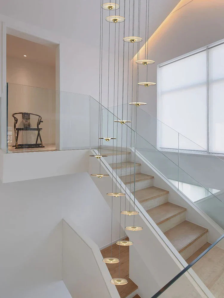 DecorBites™ LED Chandelier for Revolving Staircase | Loft Villa Ceiling Hanging Lamp