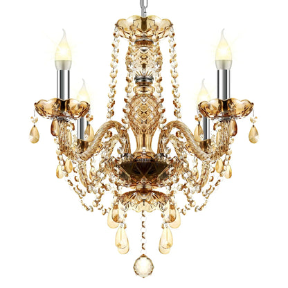 DecorBites™ Crystal Chandelier Pendant Light Cognac Gold LED Luxury Lamp for Dining Living Room